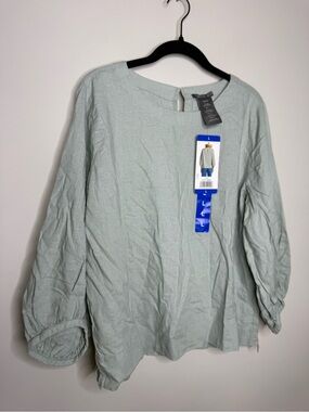 Matty M Sage Green Long Sleeve linen Blouse